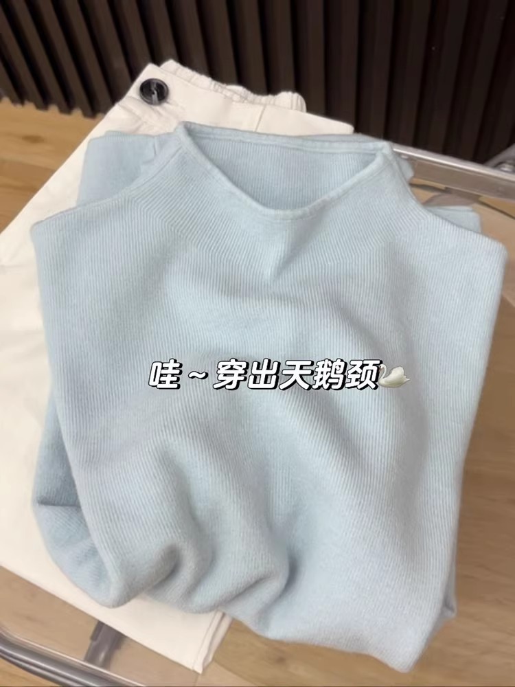 Women's Soft Half Turtleneck Knit Base Layer Sweater Long Sleeve Pullover Top - Image 2