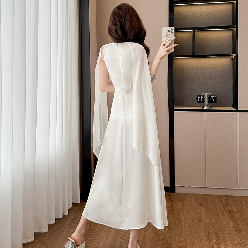 Elegant French Style White Dress Women Summer 2026 New Sweet Waist Cinched Midi Dress Set - Image 4