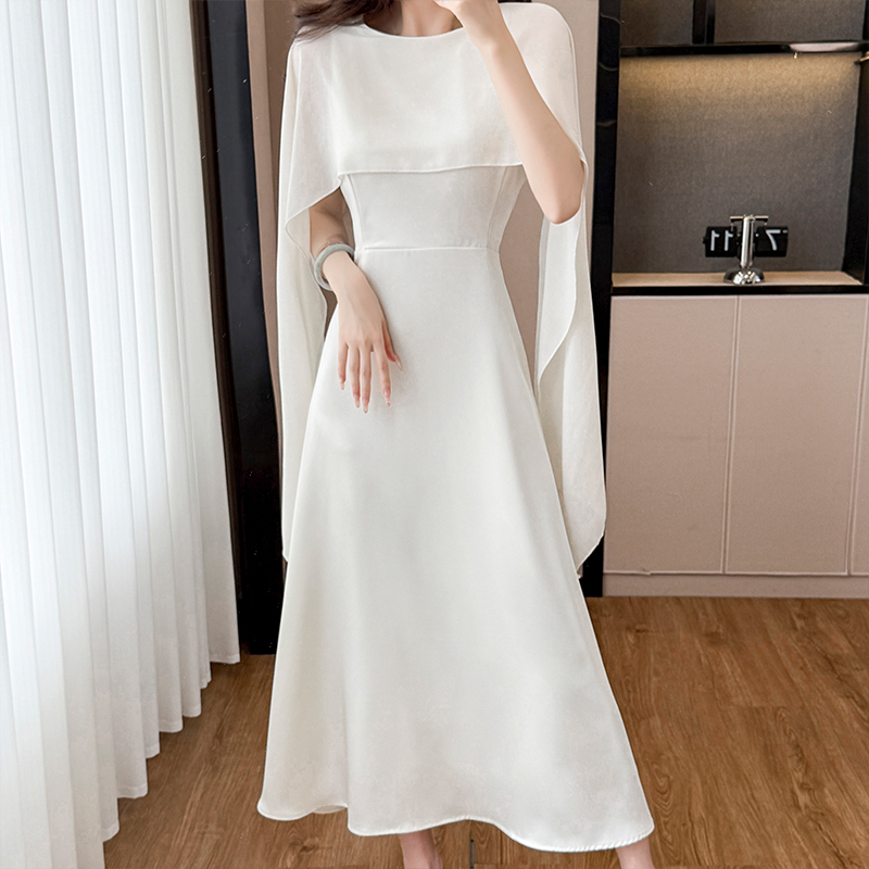 Elegant French Style White Dress Women Summer 2026 New Sweet Waist Cinched Midi Dress Set - Image 5