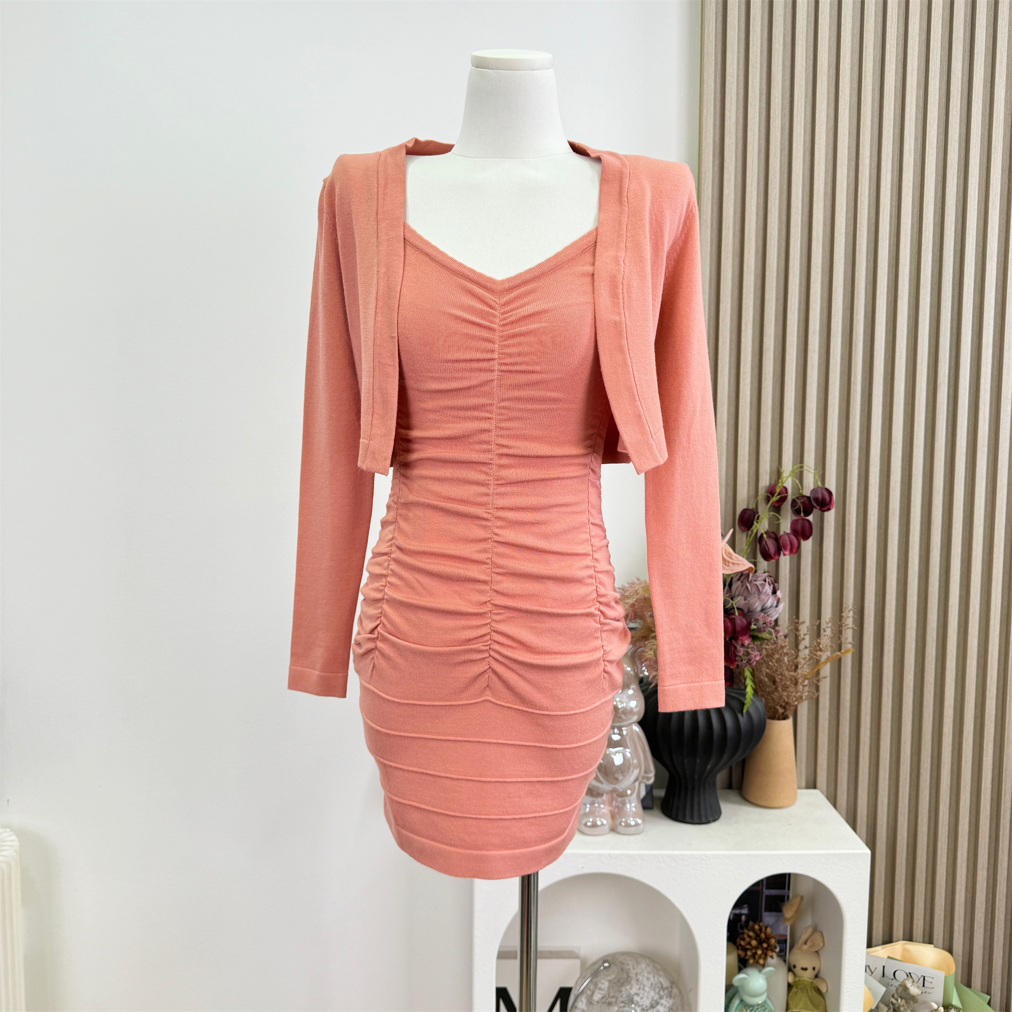 Farte Shop Charming Cami Ruched Bodycon Skirt and Cardigan Two-Piece Women's Spring Summer Set - Image 2